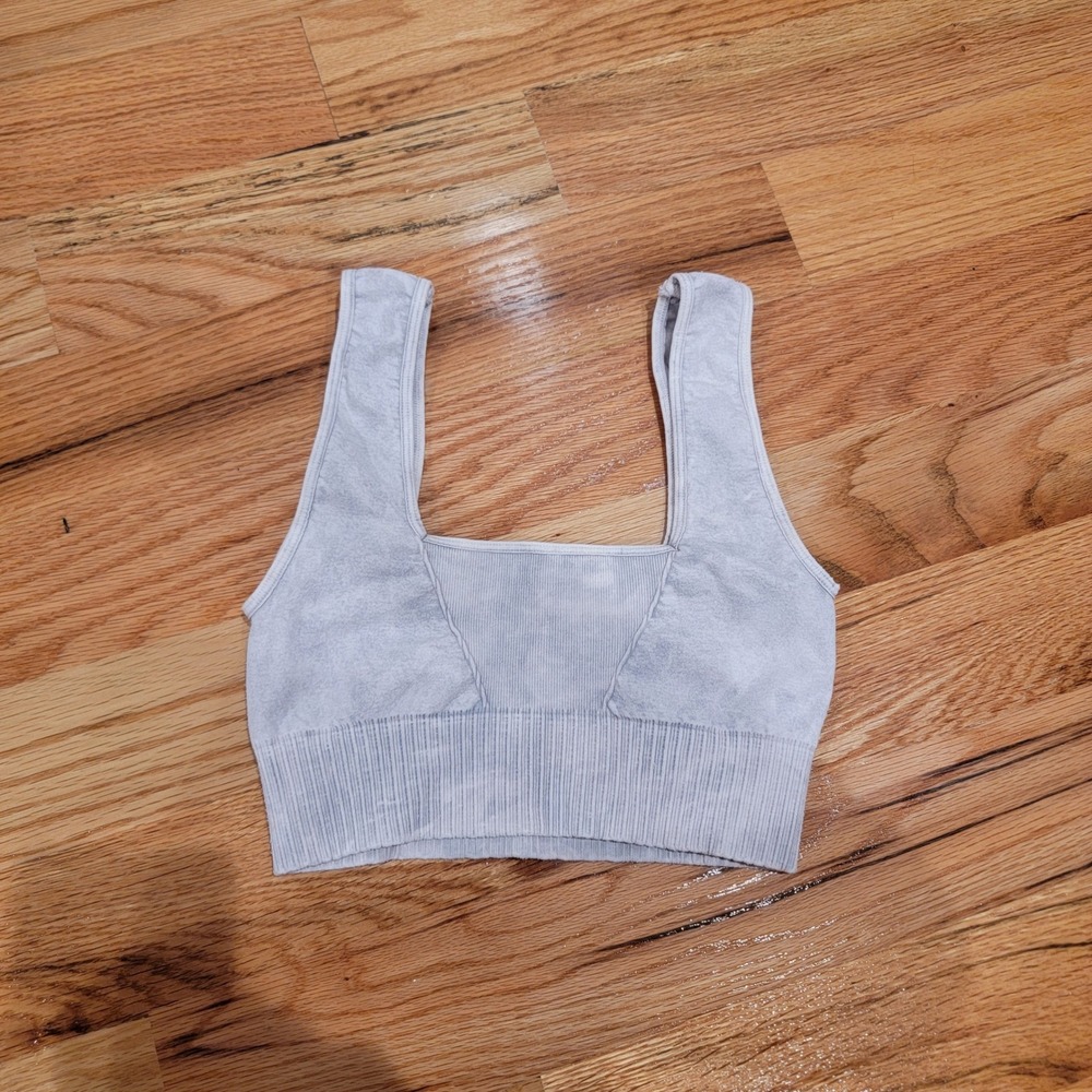 Free People Movement Good Karma Square Neck Bra Sz XS/S Ice Gray Irregulars - Picture 3 of 3